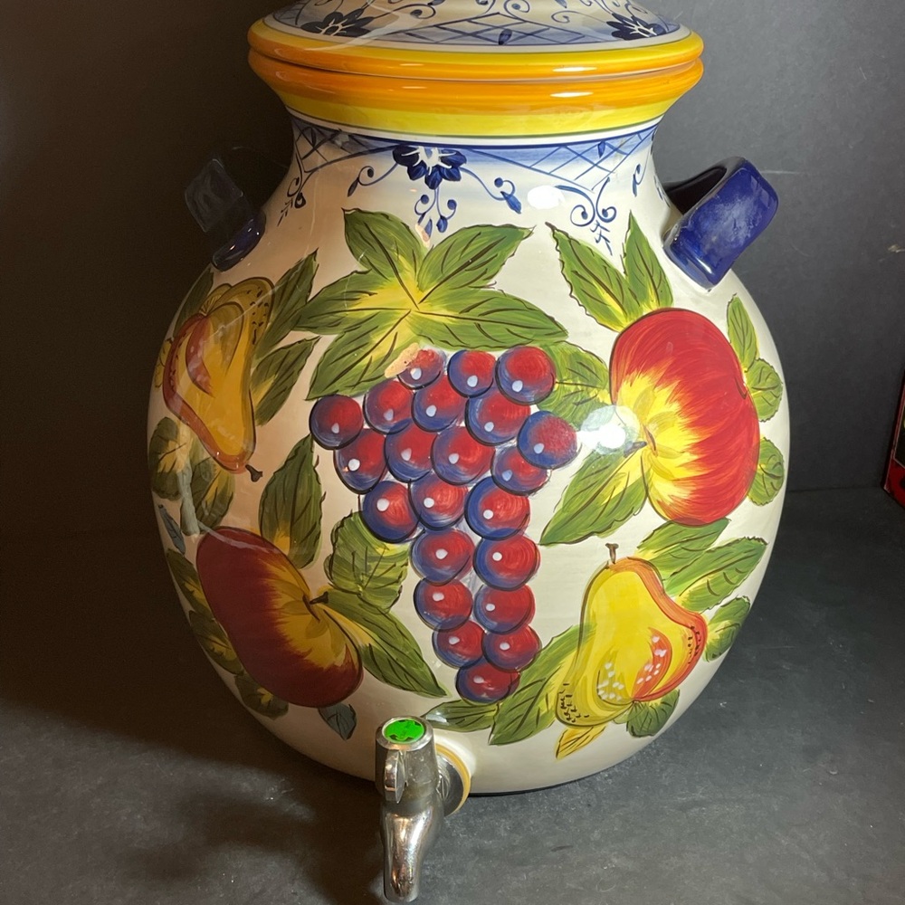 Tabletops Gallery TELLINA 3.8 Gallon Large Beverage Crock With Lid/Dispenser T82